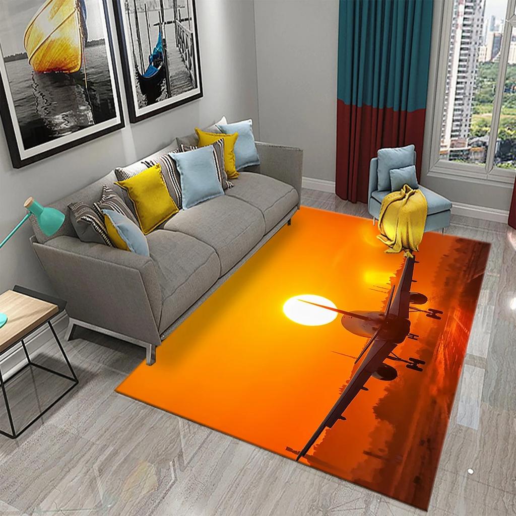 Airplane Carpet Sky Sunset Scene Area Mat For Kitchen Bathroom Entrance Door Anti-Slip Absorbent Mat Teens Bedroom Home Decor