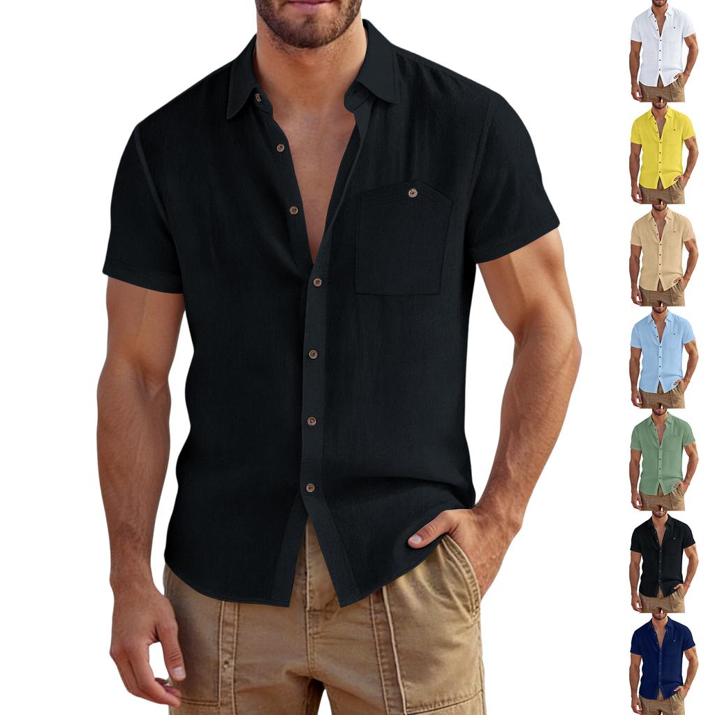 Herren Casual Outdoor Arbeitshemd mit Kragen, kurzärmlig