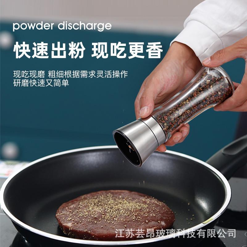 180/200ML Pepper Grinder Stainless Steel Glass Spice Bottle Salt Mill Manual Household Kitchen Gadgets