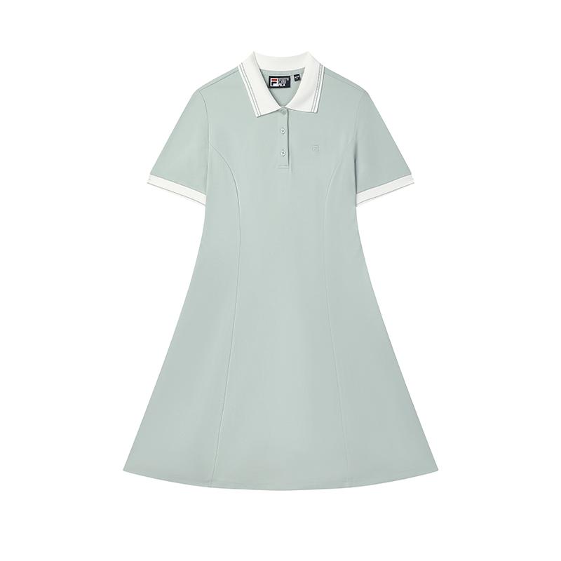 

Fila Белая серия Вязаное двухстороннее жаккардовое повседневное универсальное платье с коротким рукавом Женские платья Овсяно-серый F11W523310F-GY XL