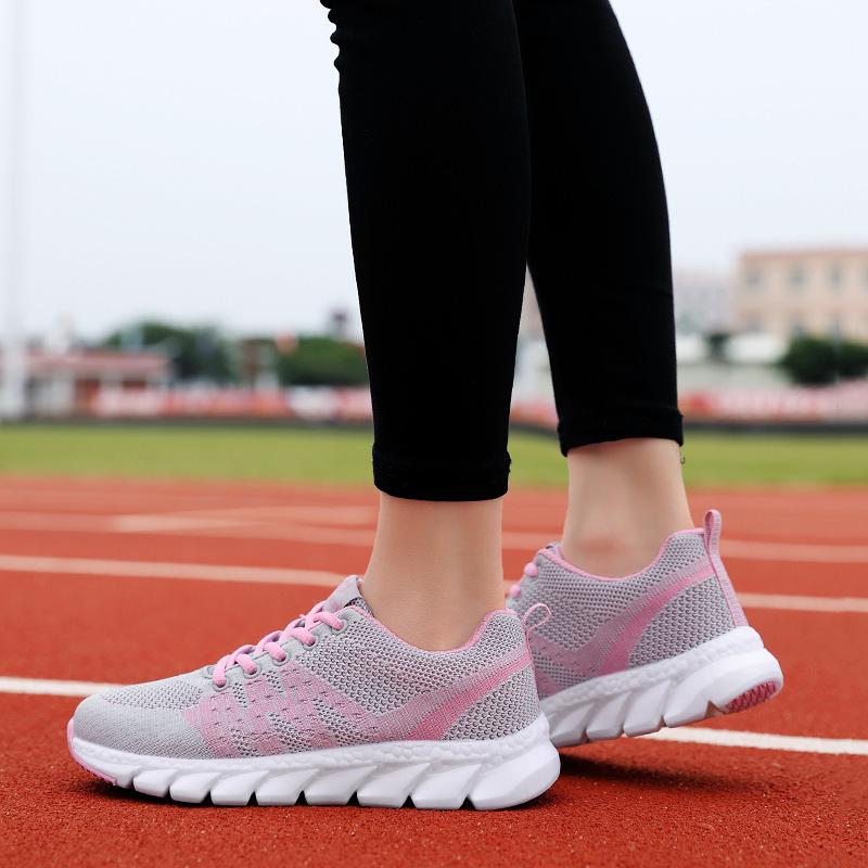 Women's shoes 2019 autumn new Korean version lightweight double mesh sports shoes versatile soft-soled running shoes lace-up casual shoes women