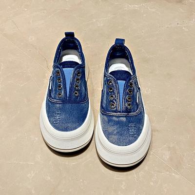 Fashion 2024 New Female Footwear Canvas Off White Women's Shoes High On Platform Slip Original Cotton Comfortable and Elegant Light Shoe
