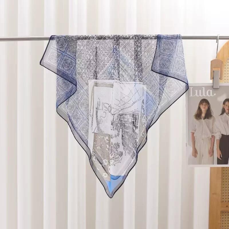 70Cm Square Headkerchief Women Korean Summer Neck Tie Scarf Imation Silk Foulard Hijabs