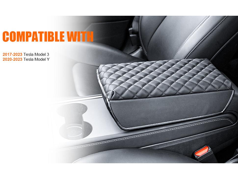 Tesla Model 3/Y Armrest Cover: Leather Console Protector