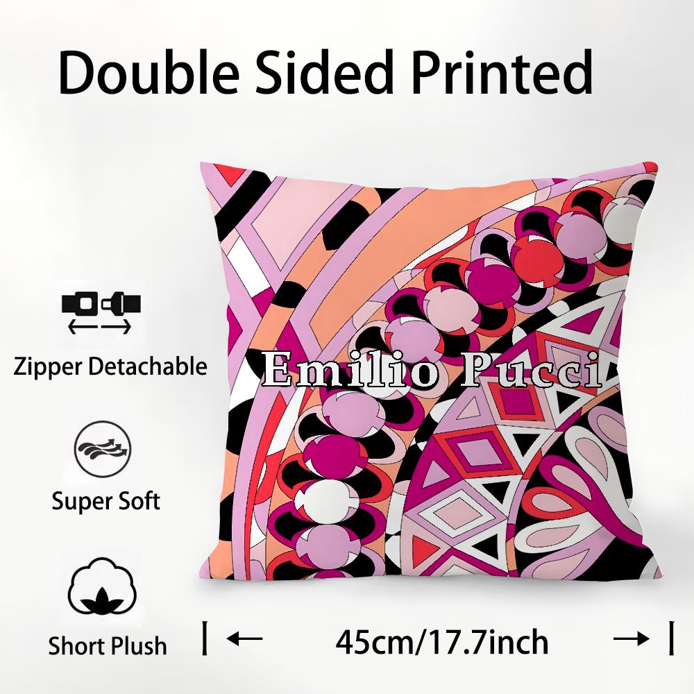 Fashion E-EE-Emilio logo P-Pucci Pillow Case Plush Fabric Soft Double Sided Print Sofa Cushion Cover Throw Pillow Covers