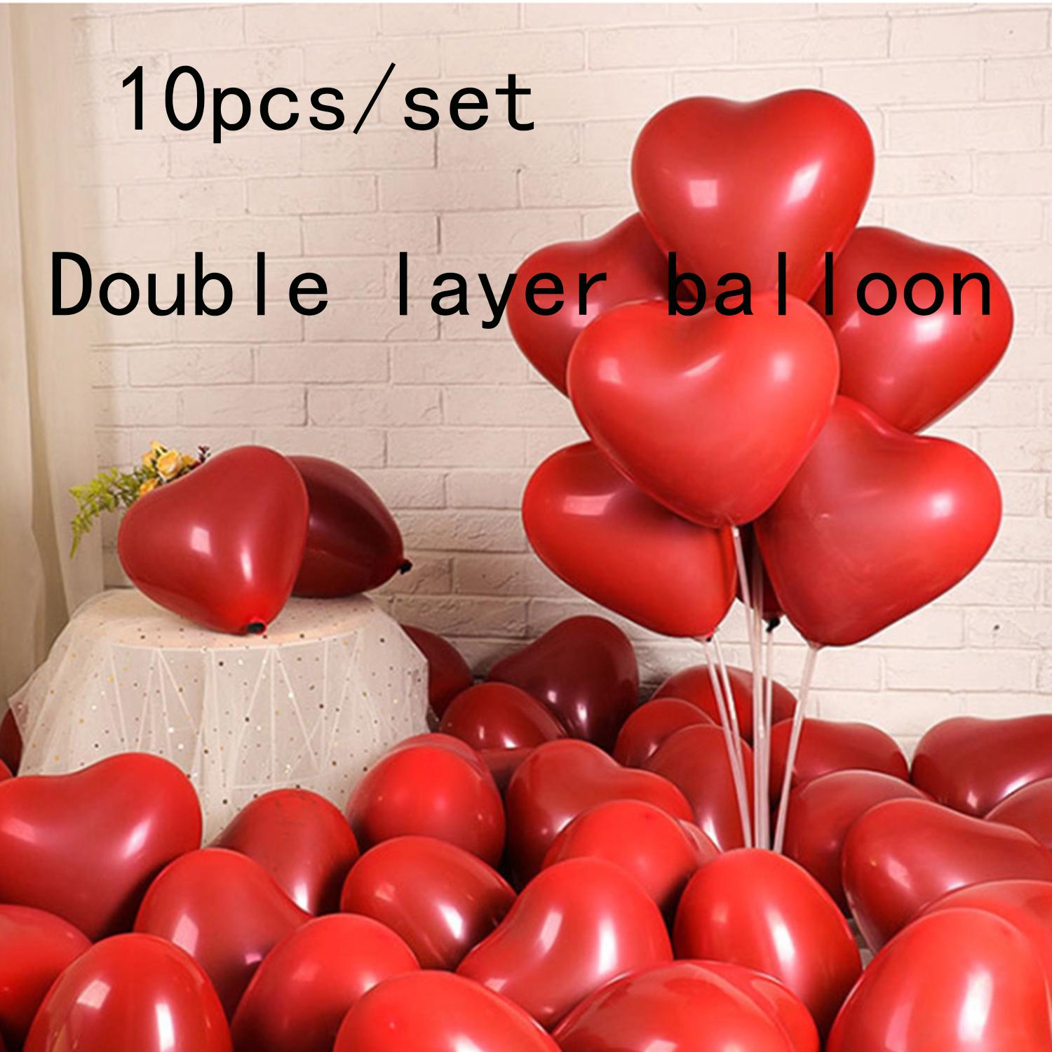 

10шт двухслойный любовь день рождения свадьба украшение латексный шар 10pcs красный