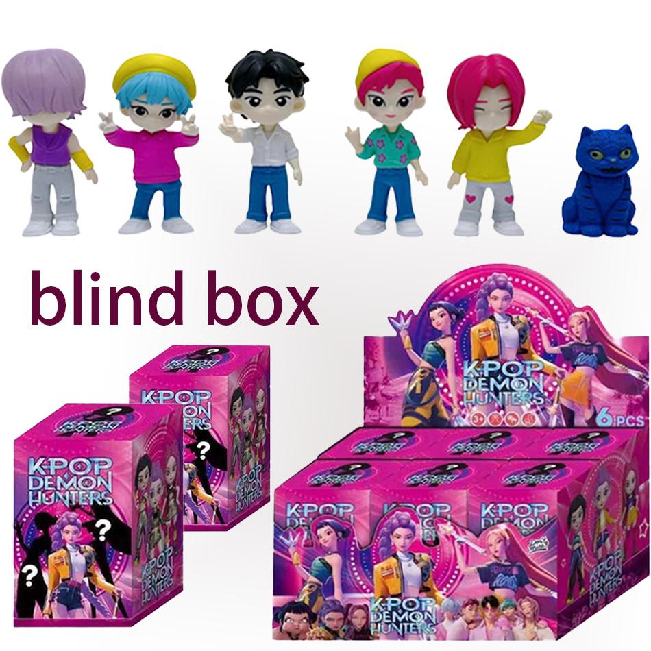 6 Stück Kpop Dämonenjäger Blind Box Saja Boys Anime Figur Schreibtischstatuen Ornament Halloween/Weihnachten Kindergeschenke Spielzeug Geburtstagsgeschenke