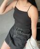WEGO Nachyu Solid Korean Adult Size Black Women's Camisole, Cup-in Cami, Color, Simple, Casual, Style, Clothing, Gift, Spring/Summer, Autumn/Winter,