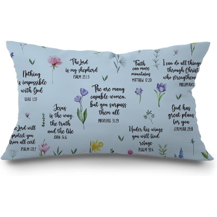 JINYO Bible Verse Pillow Covers 12x20 inch, Christian Gifts for Women Men, Christian Room Decor, Christian Pillow, Bible Verse Decor, Bible Pillow