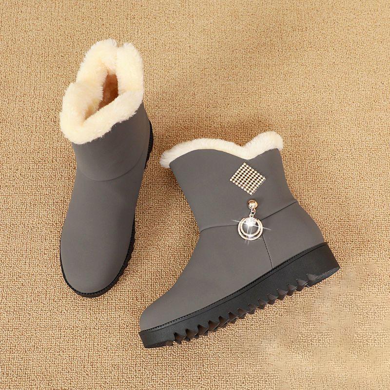 

Зимние хлопковые ботинки с плюшем и толстой подкладкой, нескользящие и теплые женские ботинки 40 серый