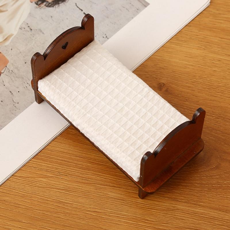 Schlafzimmer Einzelbett Miniatur Möbel Modell Puppenhäuser Zubehör Realistisches Blumenlaken Spielset 1:12