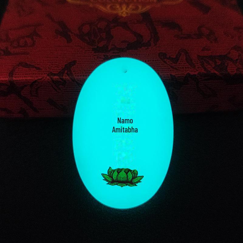 Luminous Oval Namo Amitabha Pendant Necklace Temple Gift