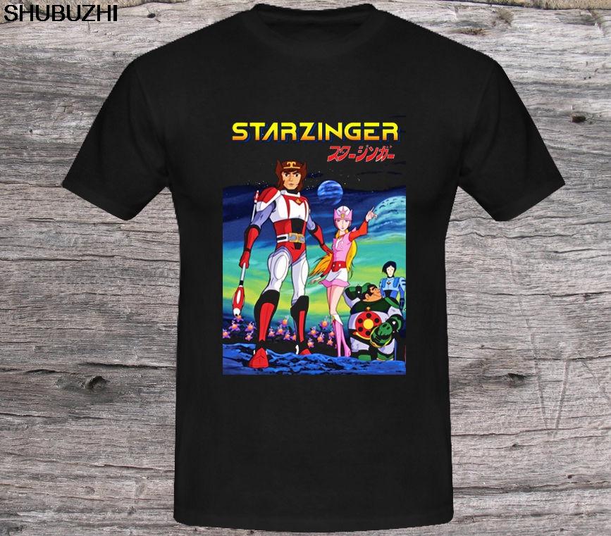 Starzinger 70's classic Japan Tv Cartoon Men's Tshirt Black summer male tops mens cotton tshirt euro size
