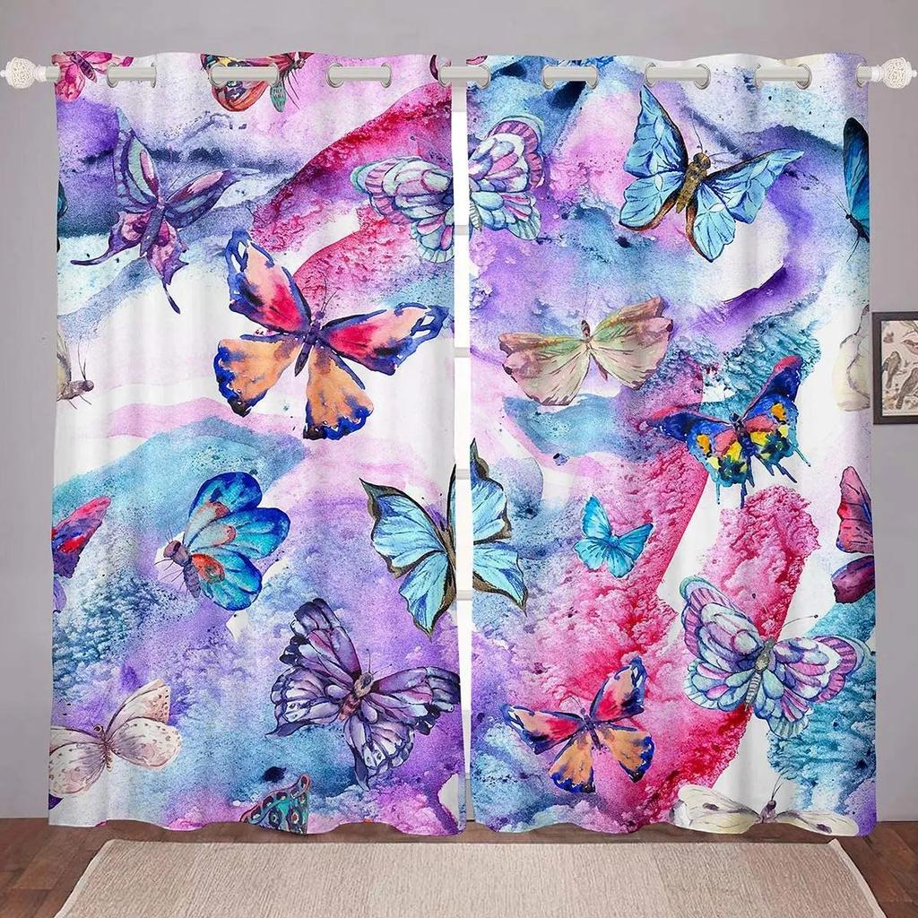 2pcs Black Golden Fluid Marble Print Polyester Curtain Window Treatment For Bedroom Office Kitchen Living Room Study Home Decor