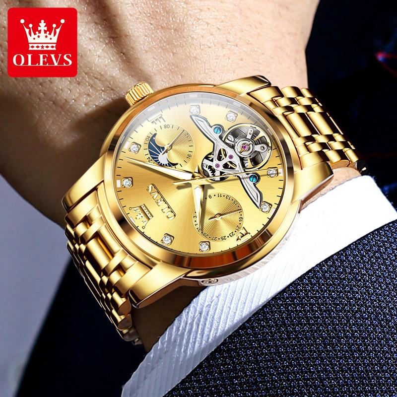 OLEVS Brand Multi-function Tourbillon Men's Watch Mechanical Watch Glow-in-the-dark Trend Men's Watch Business Model