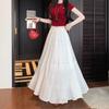 Bust Skirt Women's Purple High Waist Skirt Cake Skirt Design Sense Big Pendulum Medium and Long Skirt