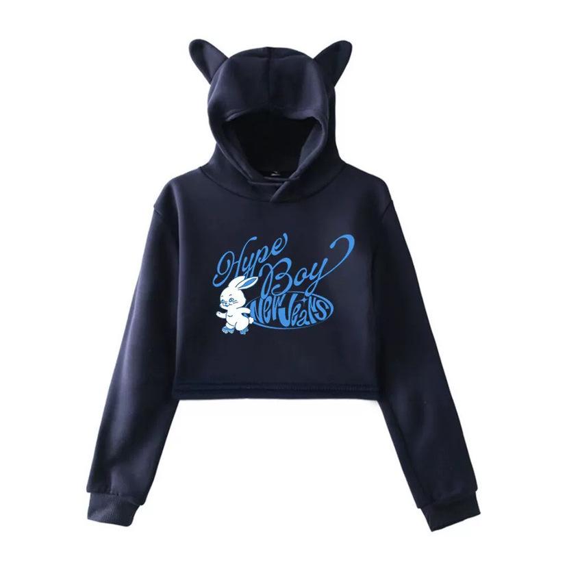 2023 Cartoon Anime Cat Ear Girls' Cropped Hoodie