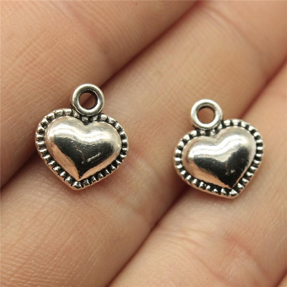 20pcs Hearts Charms Antique Silver Color Small Heart Charms Jewelry DIY Heart Charms For Bracelet Making