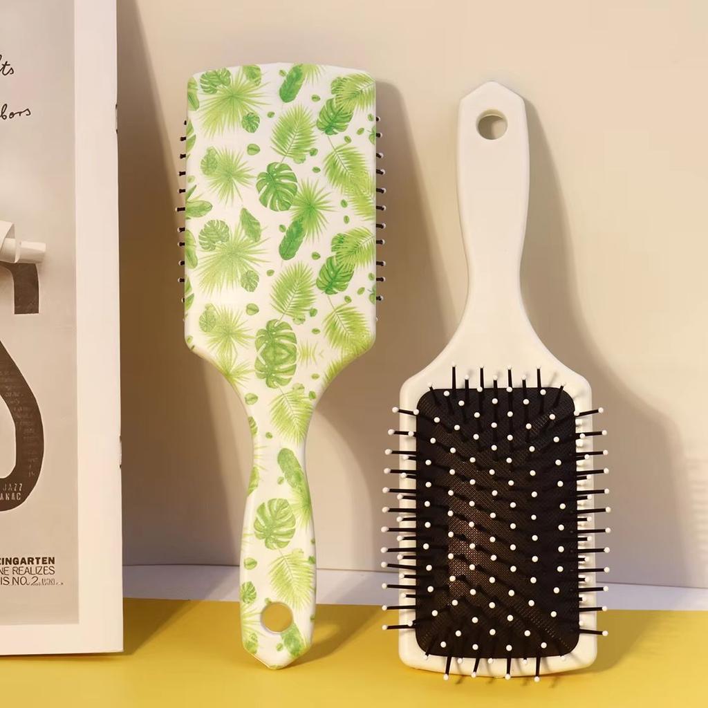 1 pc plant themed air cushion comb, fashionable hair care tool, elegant comb, durable plastic brush,Special for real hair wigs