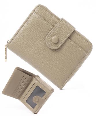 Blanc Pomme Women's Bi-fold Wallet with Flap, Compact, Small, and Thin, Greige, Bp-1092