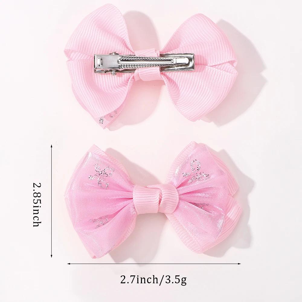 2PCS/set 2.7inch Boutique Embroidery Bowknot Hair Clips for Women Girls Princess Mesh Bows Hairgripes Headwear Hair Accessories