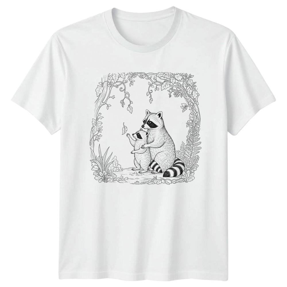 Raccoon Mother And Baby Holding TShirt Woodland New Parent S