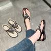 Fashion Sandals for Women Summer 2024 Rhinestones Beach Ladies Shoes Diamond Footwear Open Toe Comfort Comfortable and Elegant Vip F H