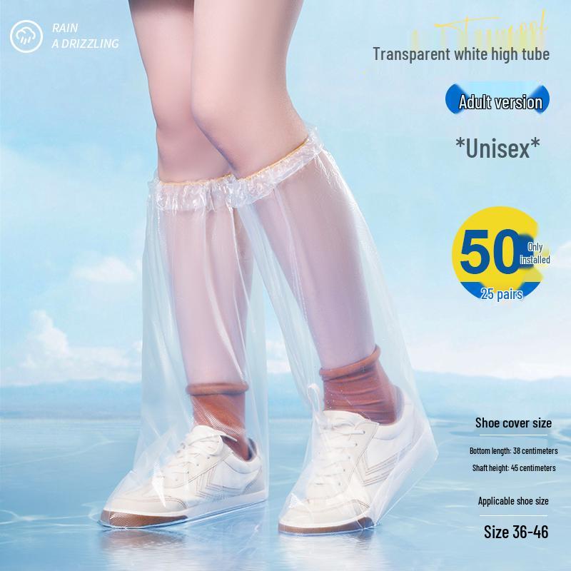 Waterproof Non-Slip Transparent Rain Shoe Covers - Thickened, Durable, Mid-High Tube for Outdoor Use