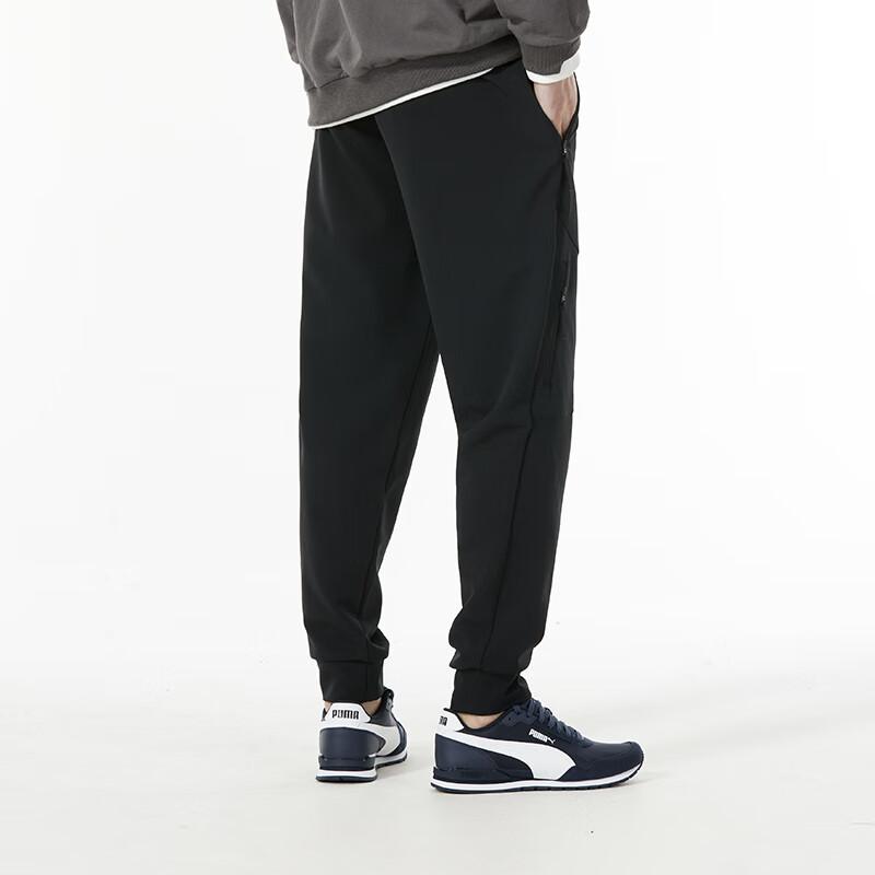 Puma Solid Color Drawstring Tapered Running Fitness Training Woven Pants Men Bottoms Black 626177-01