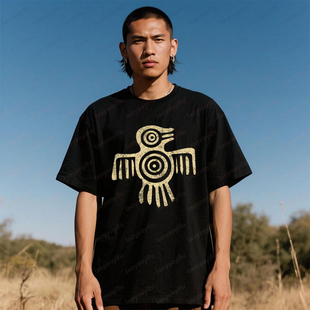 AZTEC BIRD Tshirt Indian Sign Culture Civilization Mayans Religion Shirt Indians Men Summer Casual Short Sleeve Cotton Tee Top