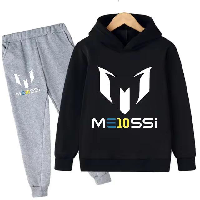 Kids' Messi Football Hoodie & Pants Set - 2-Piece Casual Sportswear for Boys & Girls, Spring & Autumn