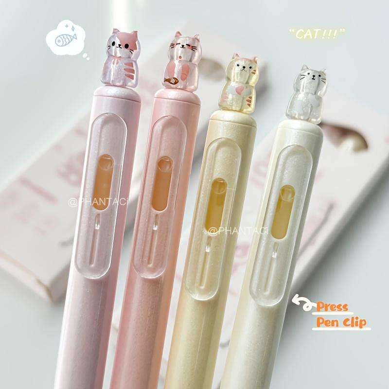 4pcs Creative Cat Style Gel Pen 0.5mm Quick Dry Writing Pen Press Pen Clip Gel Pen Office Supplies Black Gel Pen