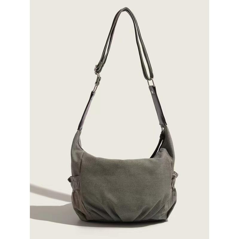 Sweet Cool Bow Canvas Shoulder Bags Women Vintage Drawstring Chic Casual Crossbody Bag Ladies Retro Messenger Bag Bolsos