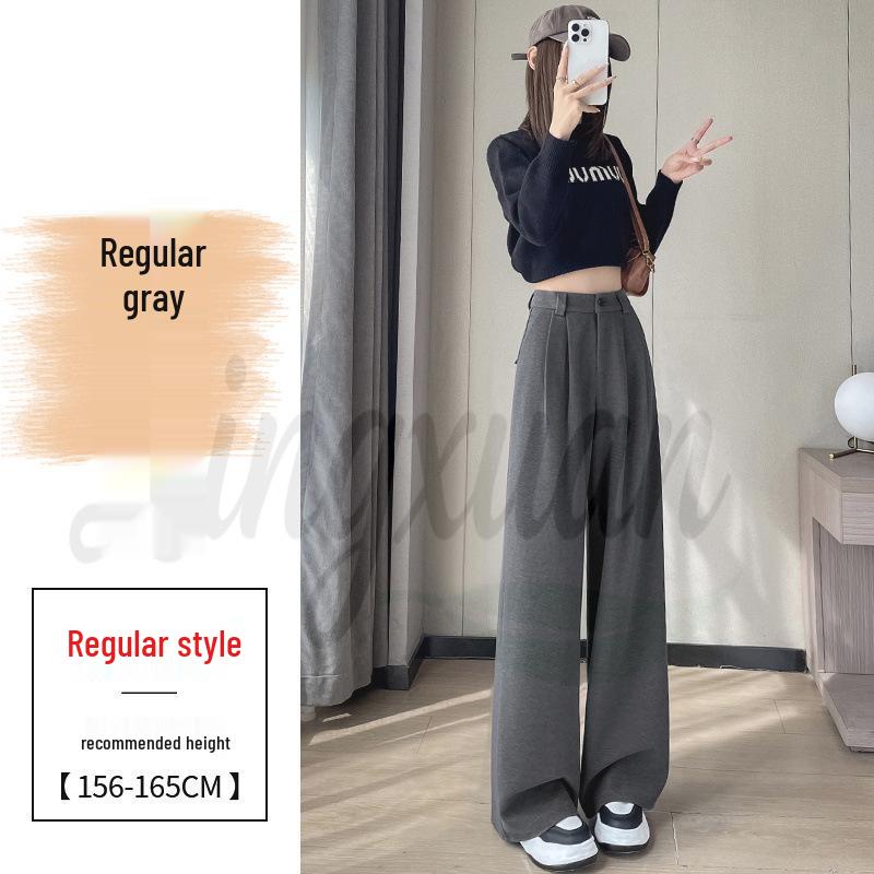 

2026 Autumn/Winter Woolen High-Waist Wide-Leg Floor-Length Velvet Pants for Women XL