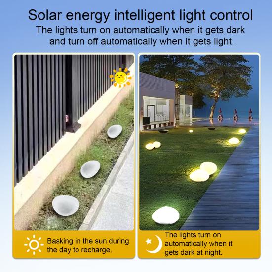 Solar Stone Garden Light, Waterproof LED Rock Outdoor Solar Lamp, Cobblestone Look Lawn Lamp, Decorative Solar Light for Garden Pathway Patio Yard