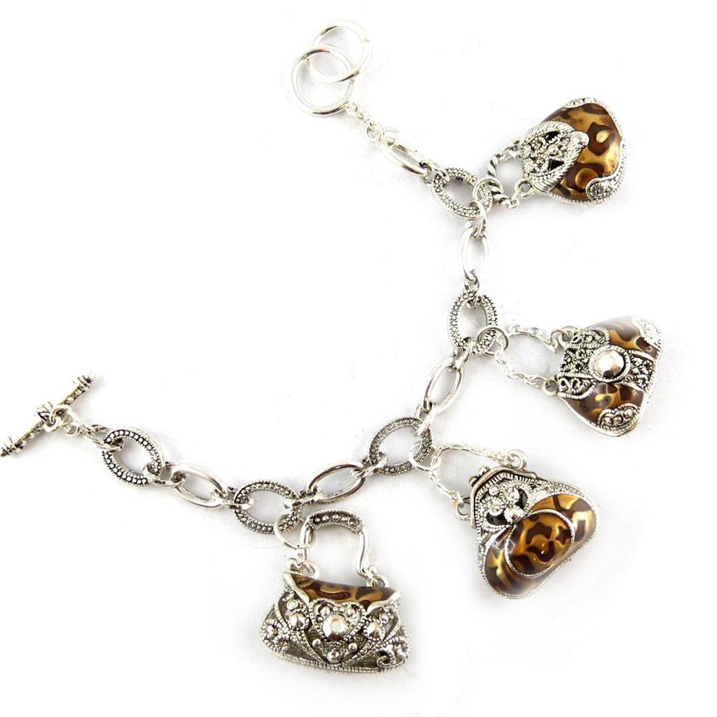 Les Trésors De Lily [F4699] – Silberbraunes Designer-Armband „Belle Epoque“.