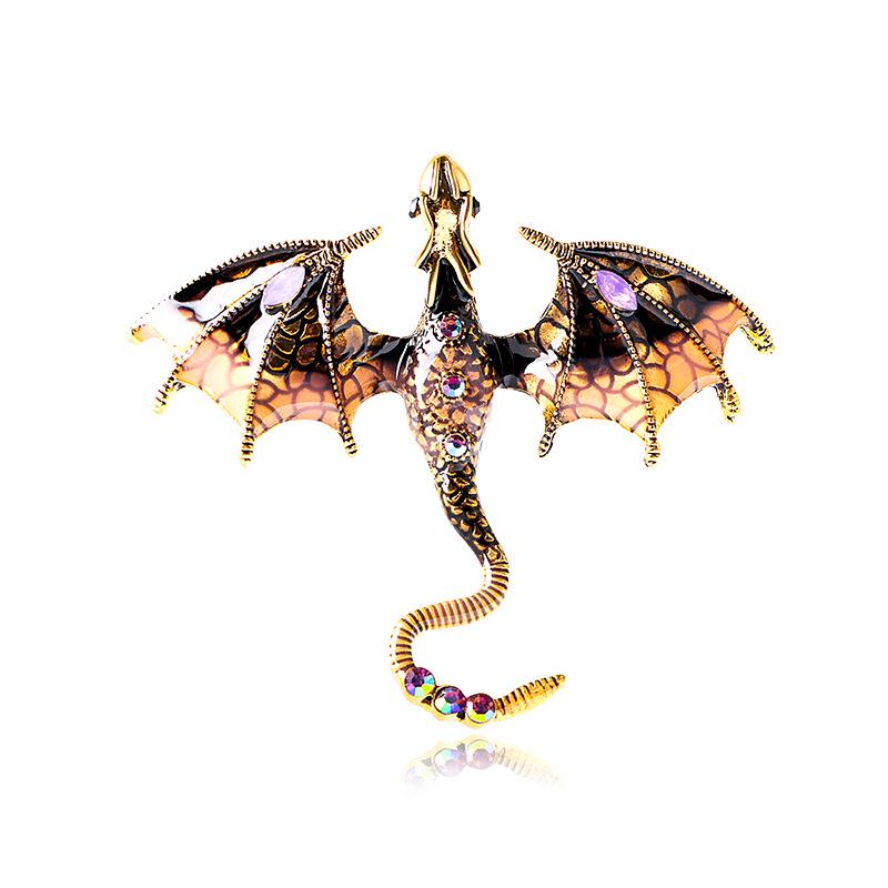 Retro Drip Oil Cartoon Dragon Brooch - Men's Suit Pin Accessory
