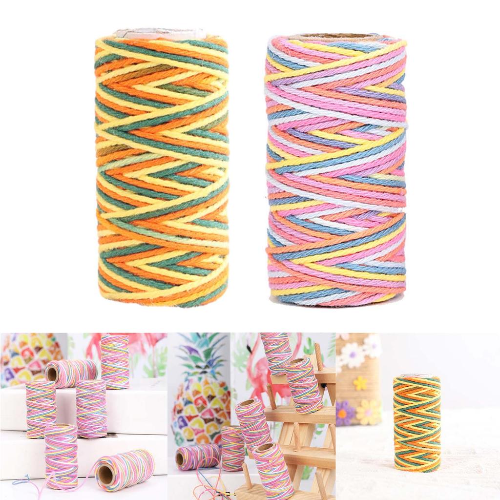 1mmx23Yards Natural Cotton Twine Colored Cotton Macrame String Colorful Macrame Rope for DIY Tapestry Crafts Home Decor