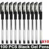 10/100 PCS Roise Retractable Gel Pens Set Black/Red/Blue Ink Ballpoint for Writing Refills Office School Supplies Stationery