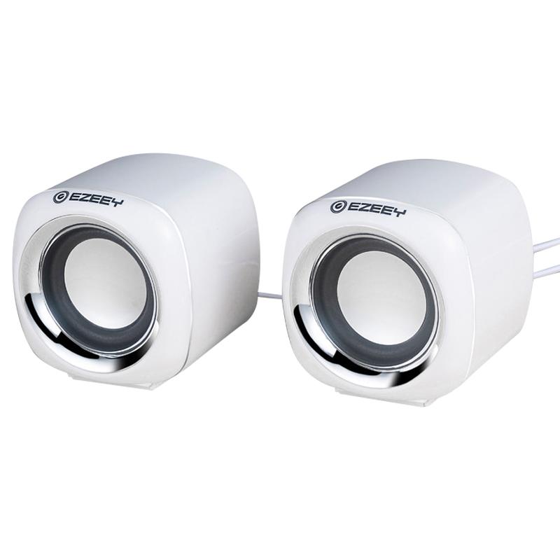 

EZEEY A1 One Pair 3.5mm+USB Mini Square Wired Speaker Computer Multimedia Desktop Speaker Box for Tablet,Laptop,Phone White
