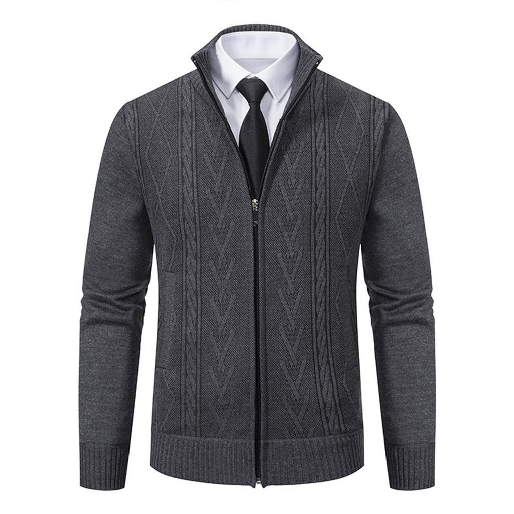 Herre Casual Cardigan Ståkrage Genserjakke Varm Slim Fit Genser