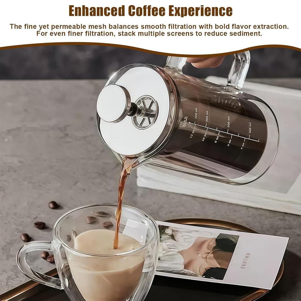 Leeseph 2 Pack French Press Replacement Filter Screen, Coffee French Press Filters Stainless Steel Reusable Mesh Filter