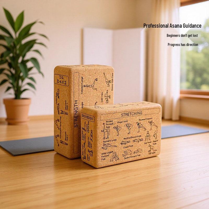 

High-Density Natural Cork Yoga Block for Beginner Pose Guidance & Balance Practice 22.5x15x7.5cm