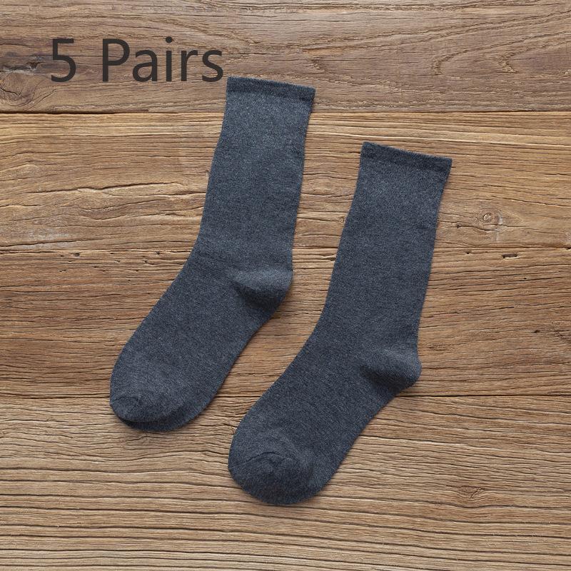

5 пар женских осенних трендовых высоких носков с ворсом однотонного цвета 5 Pairs темно-серого