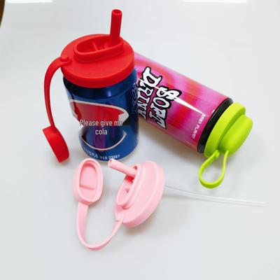 Portable Silicone Soda Can Lid: Dustproof, Leakproof Pull-Tab Cap with Straw for Outdoor Use