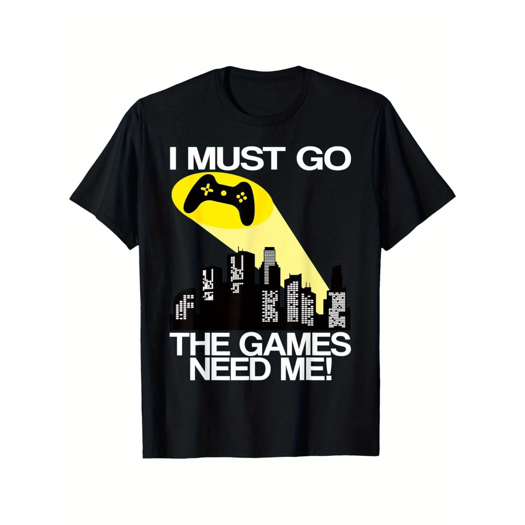 

I Must Go Gaming Graphic T-Shirt - Unisex Black Cotton Crew Neck Tee with The Games Need Me Design XXL чорний