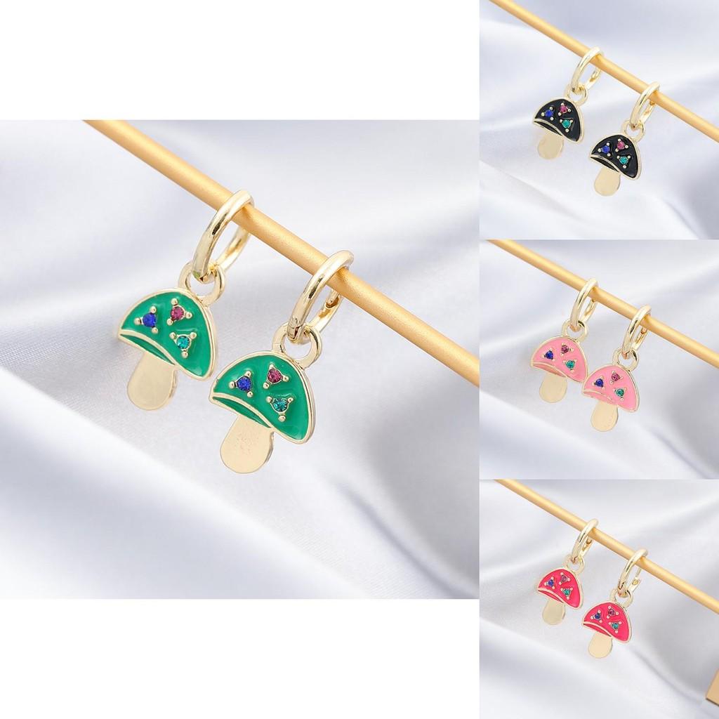 Elegant Alloy Geometric Asymmetrical Mushroom Earrings For Women In Fashionable Colors