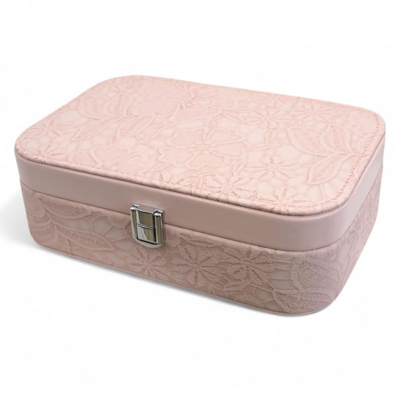 Jewelry Box Case Organizer Box Pink Lace Women'