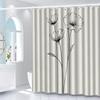 Floral Shower Curtain, Artistic Black & White Flowers, Polyester, Machine Washable with Hooks