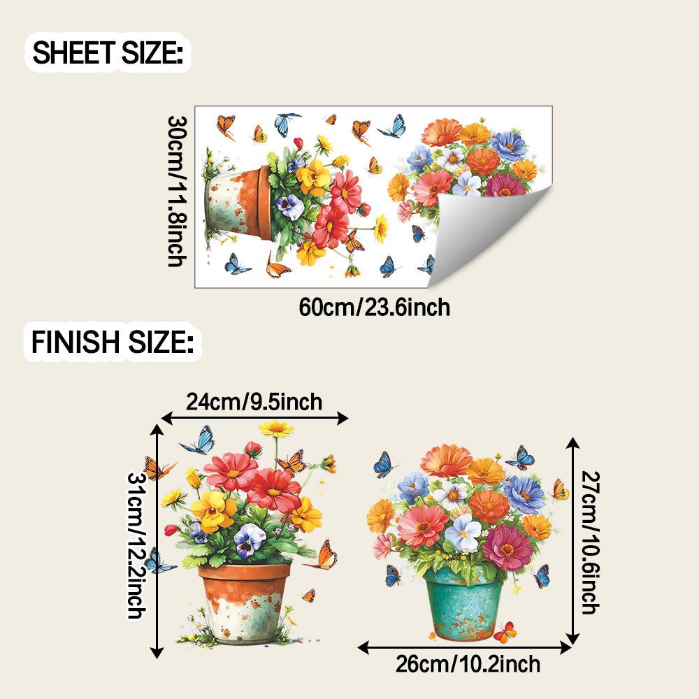 

Свежий Цветок Ромашки Горшок для Растений Бабочка Ресторан Домашняя Настенная Декорация Украшающие Наклейки 30*60cm